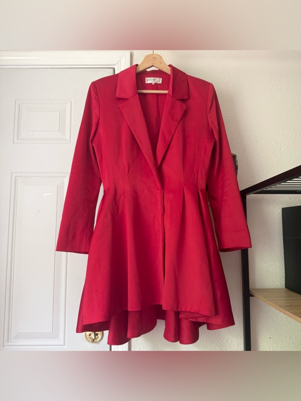 HOUSE OF CB red double breasted snap button long sleeve jacket mini dress